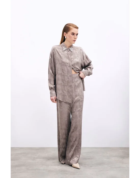 Jakarlı Salaş Pantolon - VİZON