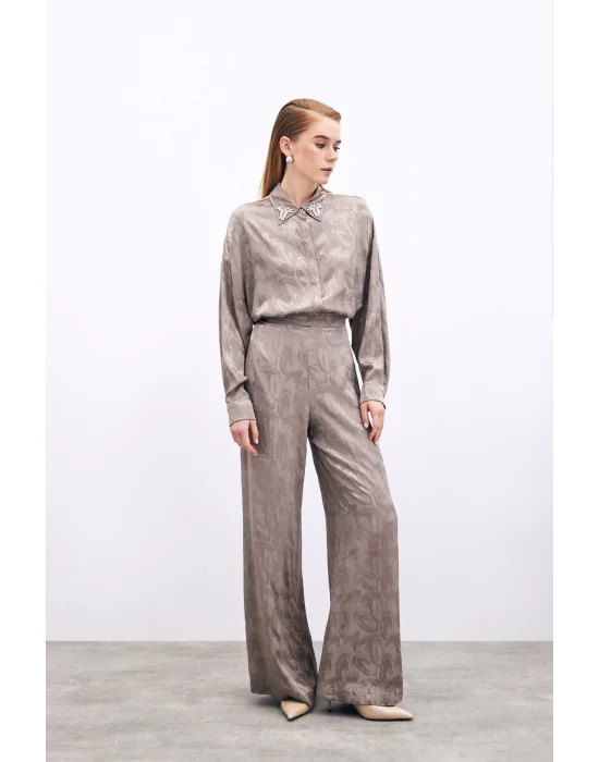 Jakarlı Salaş Pantolon - VİZON