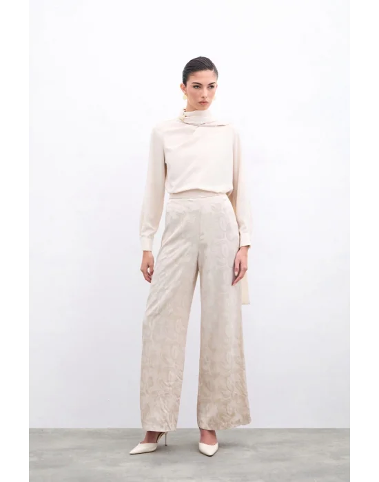 Şal Detaylı Bluz - Bej