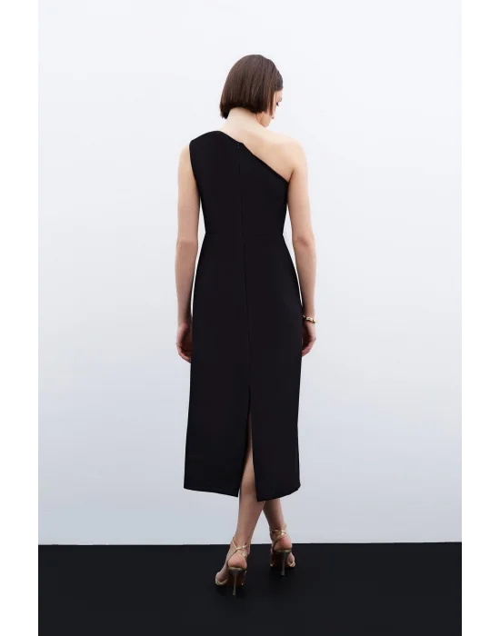 Aksesuar Detaylı Elbise - Siyah