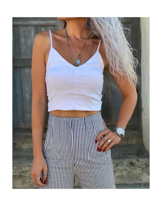 Flatolu Pantolon - Çizgili