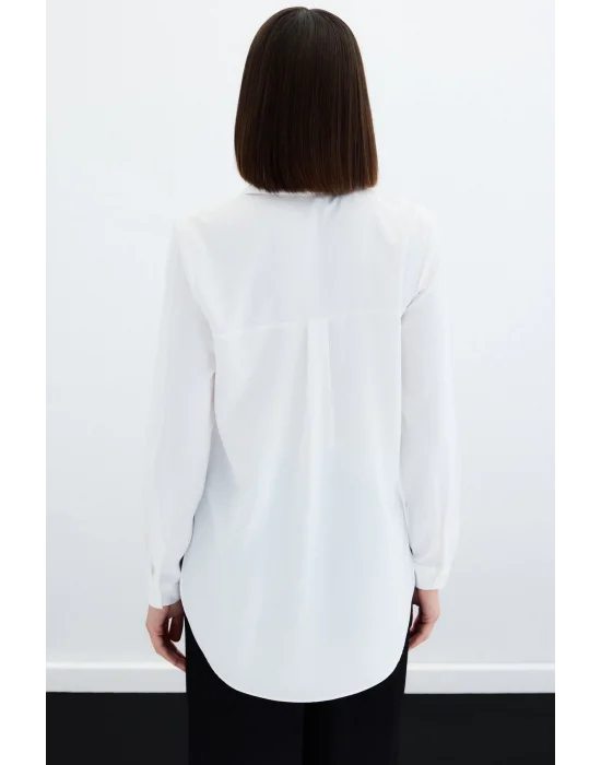 Düz Klasik Gömlek - Ekru