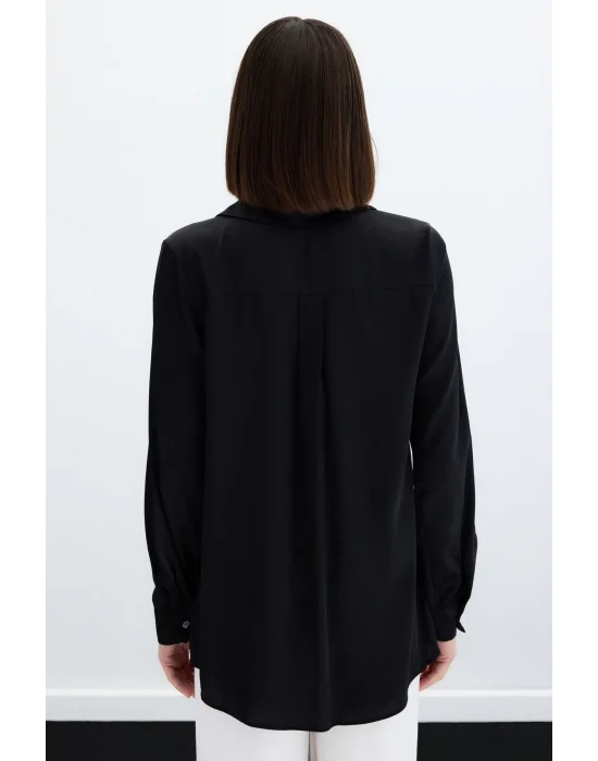 Saten Gömlek - Siyah
