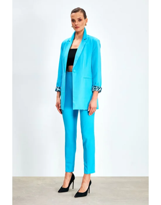 Yüksek Bel Pensli Pantolon - BEBE MAVİ