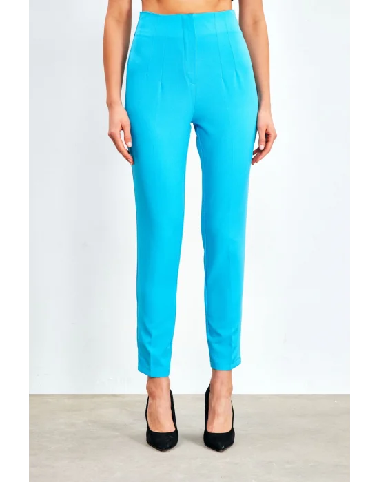 Yüksek Bel Pensli Pantolon - BEBE MAVİ