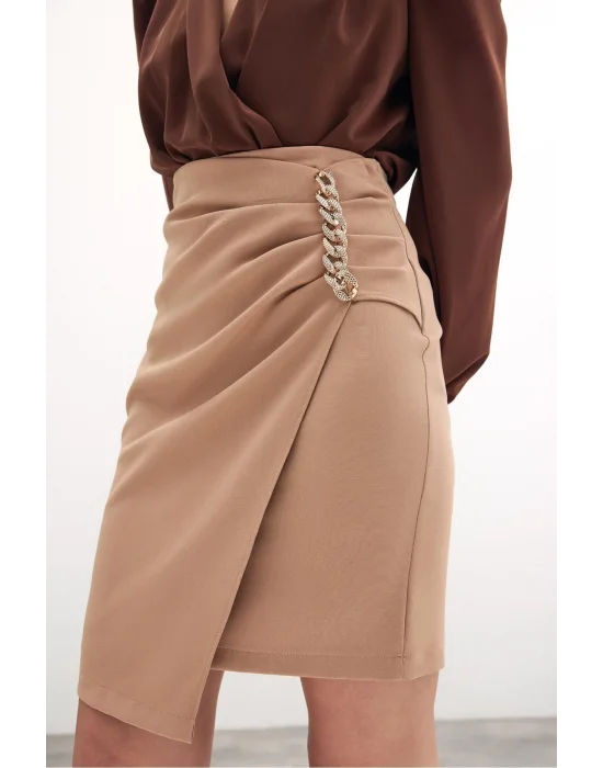 Zincir Detaylı Etek - Camel