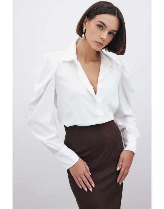 Vatkalı Klasik Gömlek - Ekru