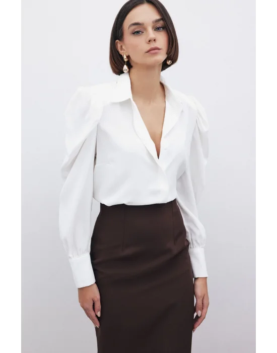 Vatkalı Klasik Gömlek - Ekru