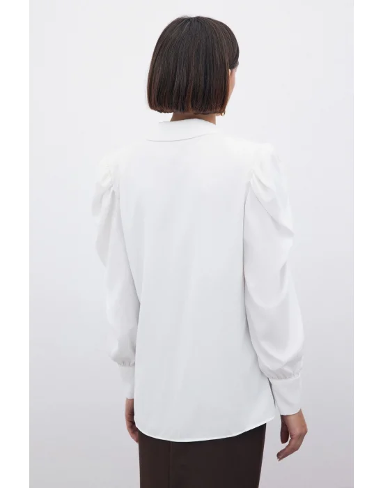 Vatkalı Klasik Gömlek - Ekru