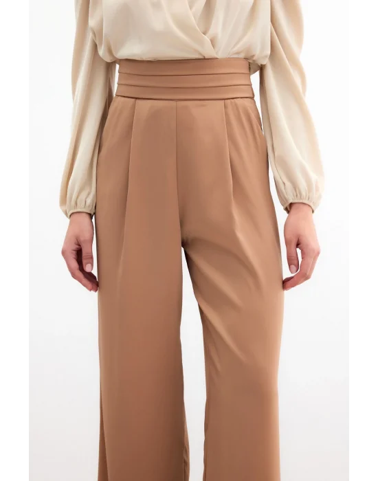 Cepli Salaş Saten Pantolon - Camel