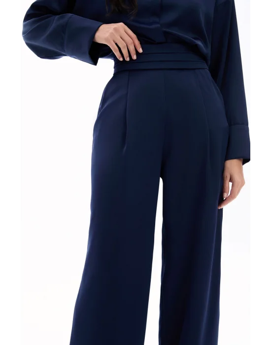 Cepli Salaş Saten Pantolon - LACİVERT