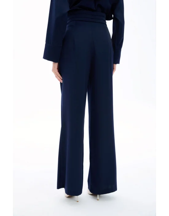 Cepli Salaş Saten Pantolon - LACİVERT