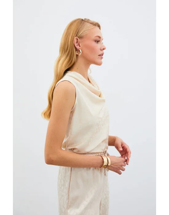 Degaje Yaka Kolsuz Bluz - TAŞ