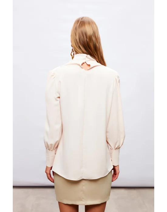 Drape Detaylı Bluz - Bej
