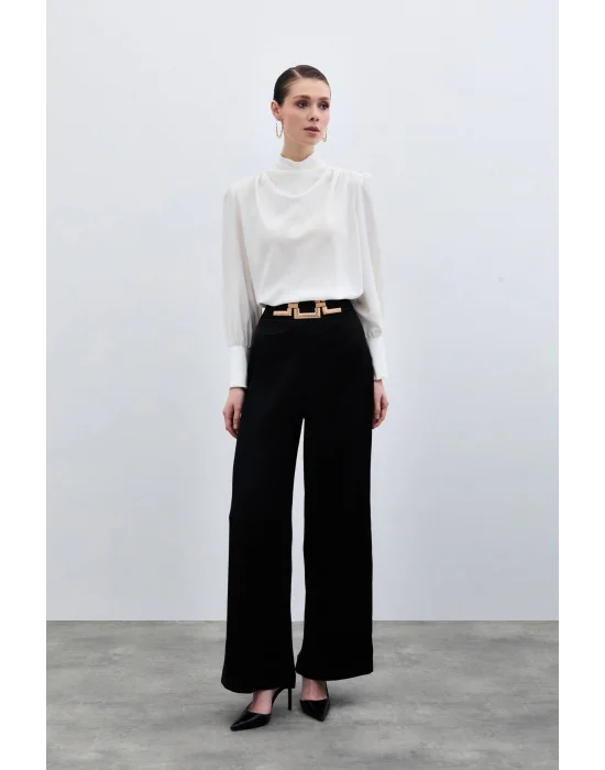 Drape Detaylı Bluz - Ekru