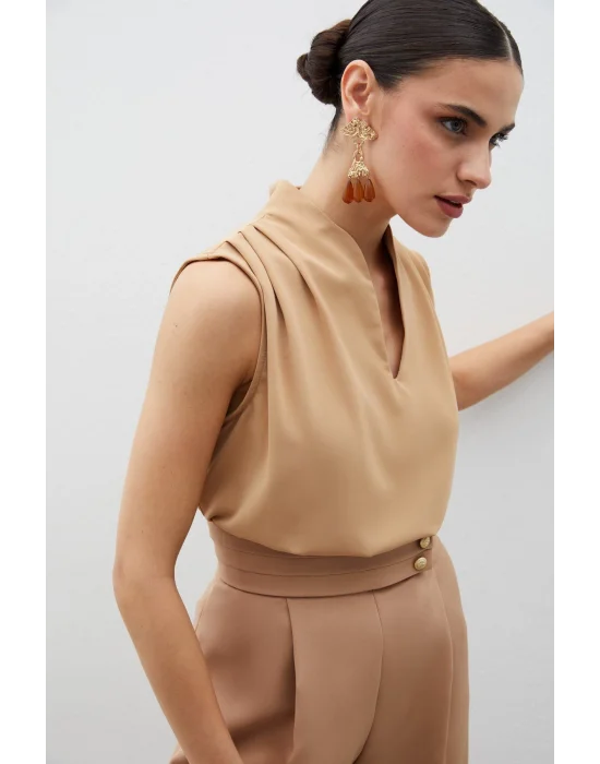 Hakim Yaka Kolsuz Bluz - CAMEL
