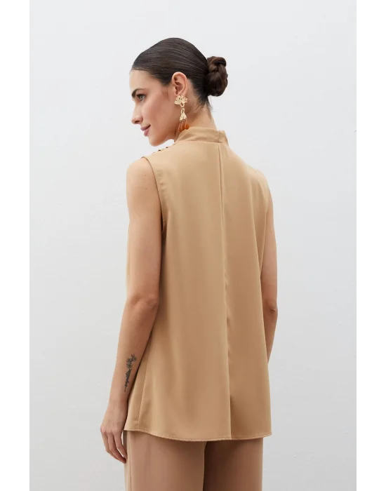 Hakim Yaka Kolsuz Bluz - CAMEL