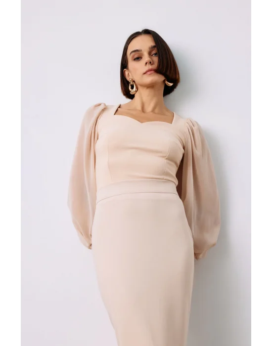 Balon Kol Crop Bluz - BEJ