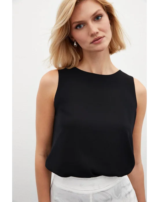 Kolsuz Salaş Bluz - Siyah