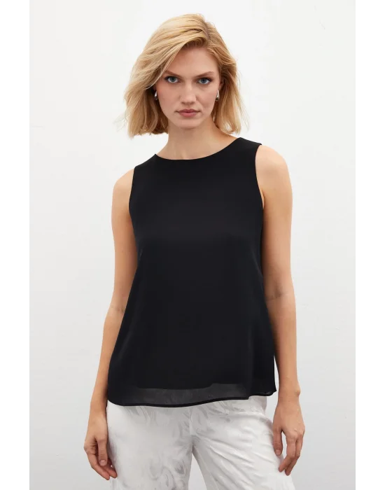 Kolsuz Salaş Bluz - Siyah