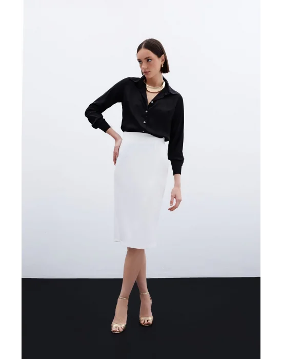 Düz Kalem Etek - Ekru