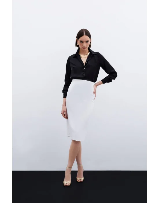 Düz Kalem Etek - Ekru