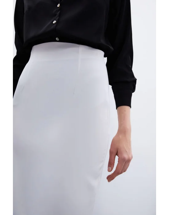 Düz Kalem Etek - Ekru