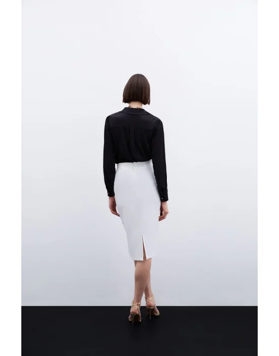 Düz Kalem Etek - Ekru