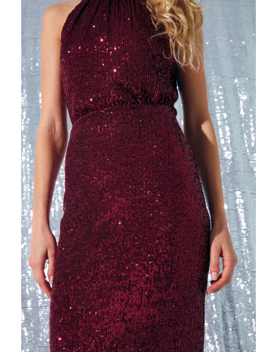 Payet Detaylı Kalem Etek - Bordo