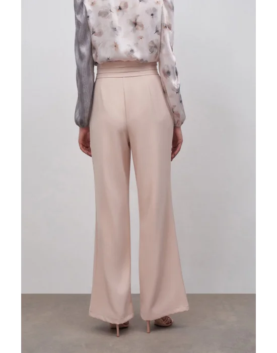 Bel Detaylı Cepli Pantolon - Bej