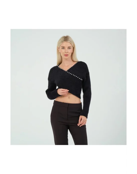 İncili Kruvaze Triko Kazak