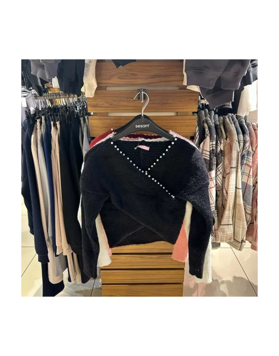 İncili Kruvaze Triko Kazak