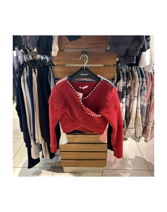 İncili Kruvaze Triko Kazak