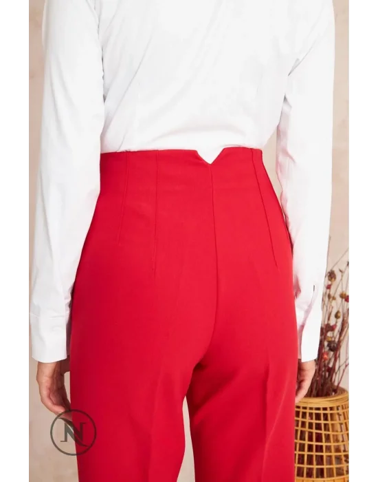 Flatolu Pantolon - Kırmızı