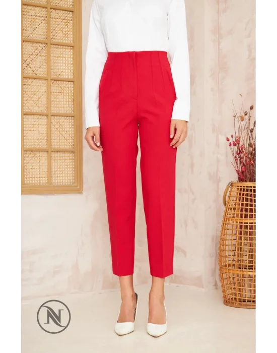 Flatolu Pantolon - Kırmızı