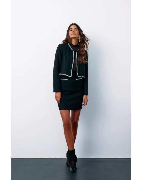 Aksesuar Detaylı Tüvit Etek - SİYAH