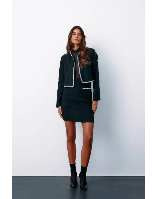 Aksesuar Detaylı Tüvit Etek - SİYAH