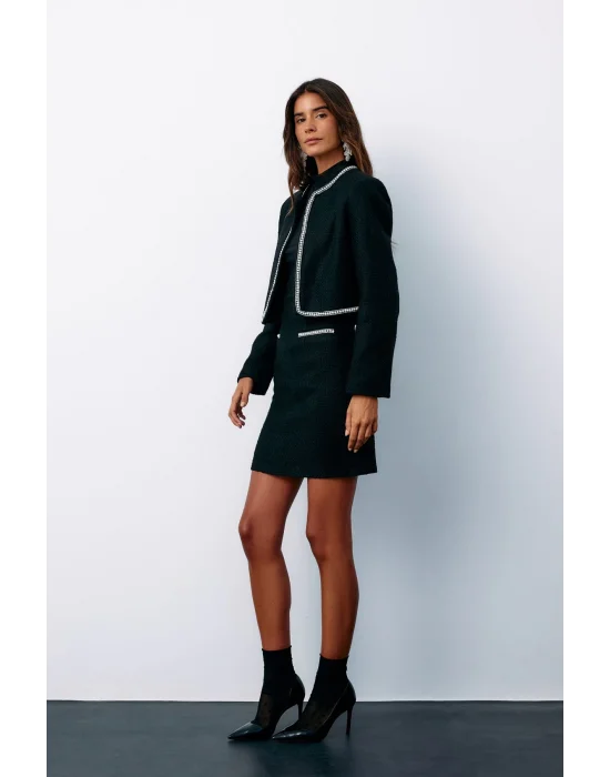 Aksesuar Detaylı Tüvit Etek - SİYAH