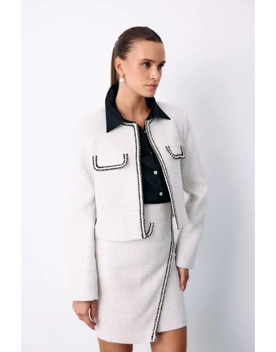 Kruvaze Süs Cepli Kısa Etek