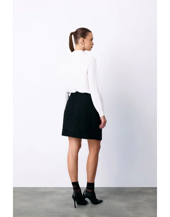 Kruvaze Süs Cepli Kısa Etek