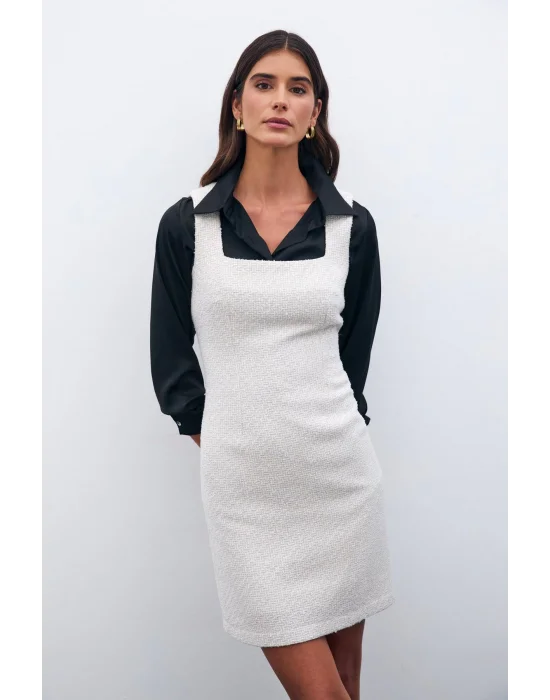 Mini Tüvit Elbise - Taş