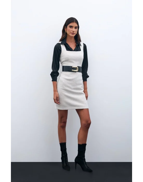 Mini Tüvit Elbise - Taş