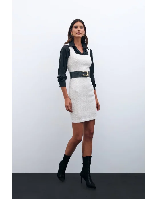 Mini Tüvit Elbise - Taş