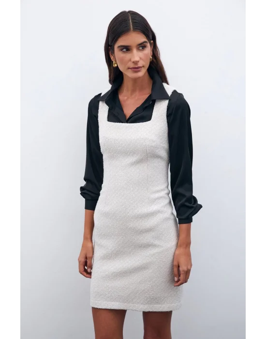 Mini Tüvit Elbise - Taş