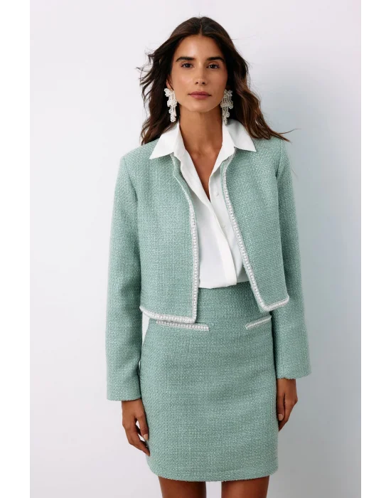 Aksesuar Detaylı Tüvit Ceket - MİNT