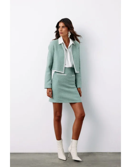 Aksesuar Detaylı Tüvit Ceket - MİNT