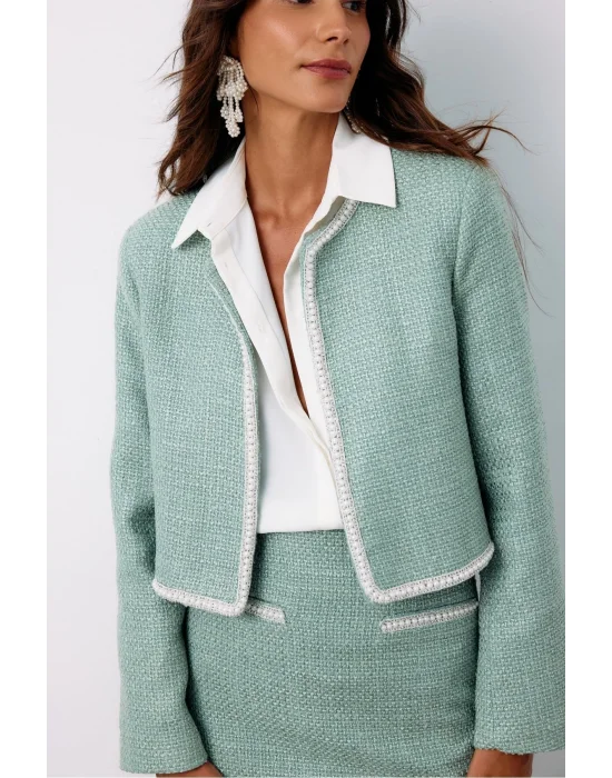 Aksesuar Detaylı Tüvit Ceket - MİNT