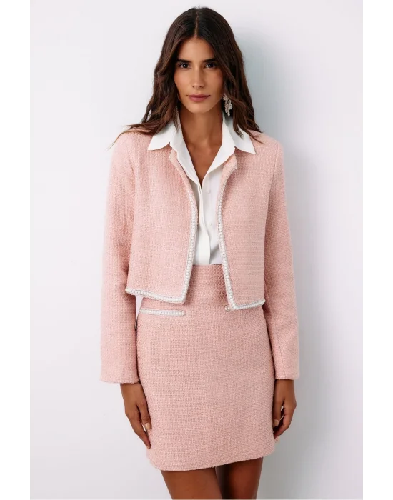 Aksesuar Detaylı Tüvit Ceket - PUDRA