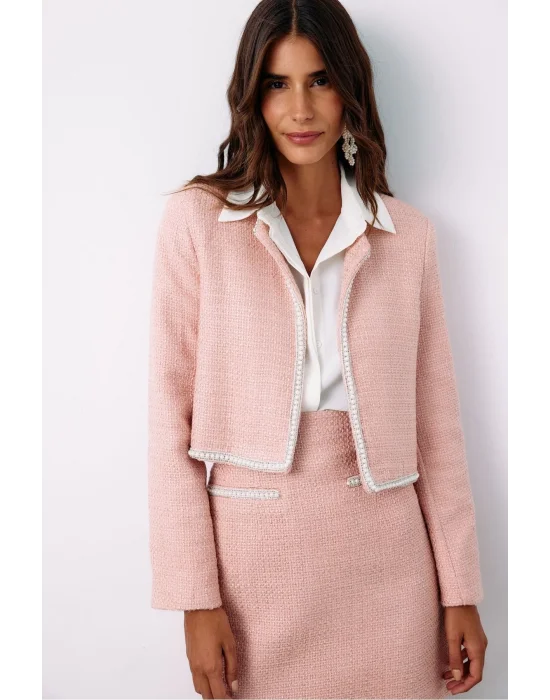 Aksesuar Detaylı Tüvit Ceket - PUDRA