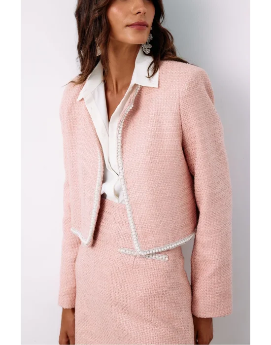 Aksesuar Detaylı Tüvit Ceket - PUDRA